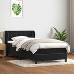 vidaXL Sommier à lattes de lit avec matelas noir 90x220 cm velours