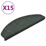 vidaXL Tapis d'escalier autocollants 15 Pièces Vert 65x21x4 cm Aiguilleté