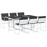 vidaXL Ensemble à manger de jardin avec coussins 7 Pièces blanc textilène