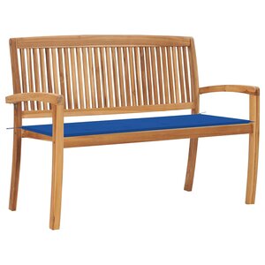 vidaXL Banc de jardin empilable et coussin 128 5cm Bois de teck massif