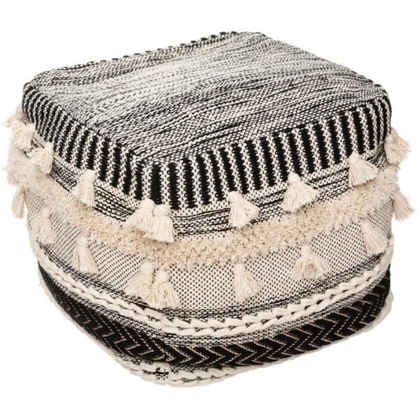 Pouf 3D Lurex Coton et polyester - 45x45 cm - Noir et beige