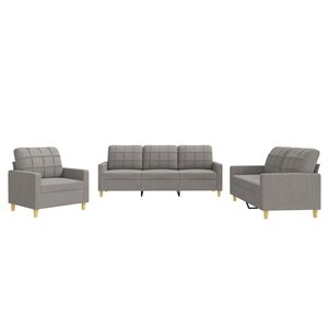 vidaXL Ensemble de canapés 3 Pièces avec coussins Taupe Tissu