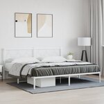 vidaXL Cadre de lit métal sans matelas et tête de lit blanc 200x200 cm