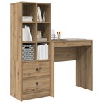 vidaXL Bureau avec tiroir avec étagère 2 Pièces Chêne artisanal