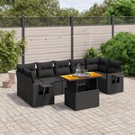 vidaXL Salon de jardin 8 Pièces avec coussins noir résine tressée