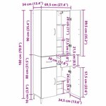 vidaXL Haut Armoire Chêne noir 69 5 x 34 x 180 cm Bois d'ingénierie