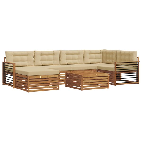 vidaXL Ensemble de canapés d'extérieur 7 pc Naturel et Beige