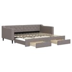 vidaXL Lit de jour avec gigogne et tiroirs taupe 90x200 cm tissu
