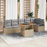 vidaXL Ensemble de salle à manger pour jardin 7 Pièces Beige et gris