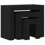 vidaXL Table Gigogne 3 Pièces Chêne noir 61 x 30 x 50 cm