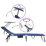 vidaXL Chaise longue pliante avec coussin Bleu 56 x 190 x 81cm tissu