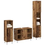 vidaXL Ensemble de mobilier de salle de bain 3 Pièces Bois Ancien