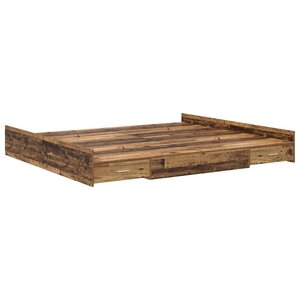 vidaXL Cadre de lit avec rangement Bois Ancien 200 x 200 cm