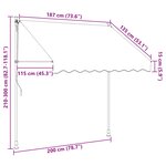 vidaXL Auvent rétractable manuel Noir 200 cm