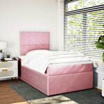 vidaXL Sommier à lattes de lit avec matelas Rose 120x200 cm Velours