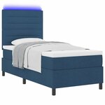 vidaXL Lit à ressorts avec matelas avec LED Bleu 90 x 190 cm tissu