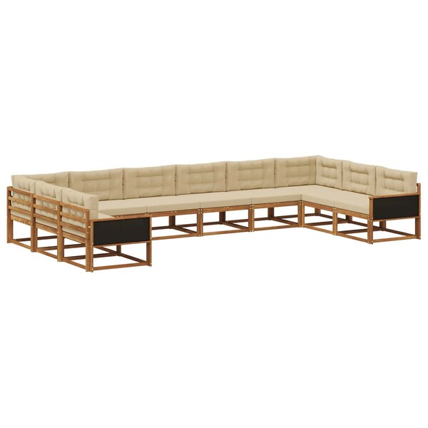vidaXL Ensemble de canapés d'extérieur 10 pc Naturel et Beige