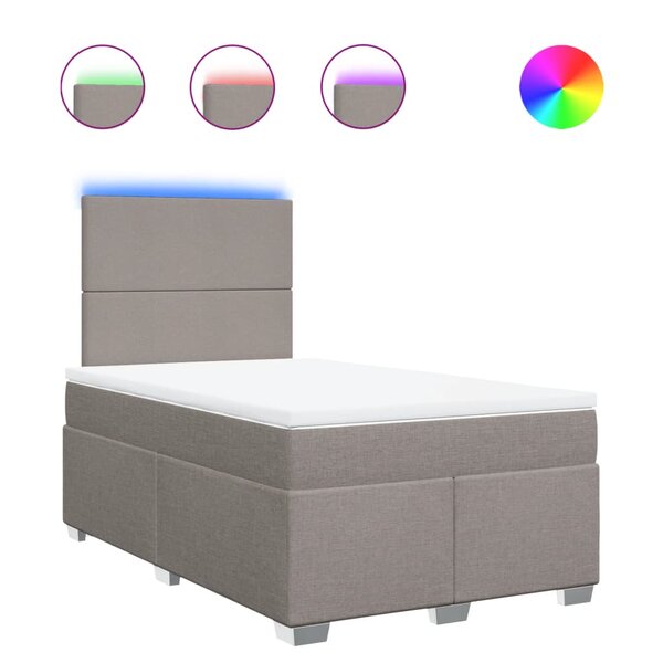 vidaXL Sommier à lattes de lit avec matelas Taupe 120x200 cm Tissu