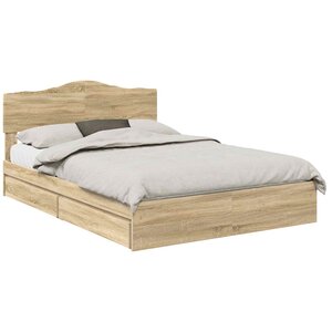 vidaXL Lit de Rangement Chêne Sonoma 150 x 200 cm Bois d'ingénierie