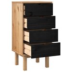 vidaXL Commode OTTA Noir 45 x 39 x 90 cm Bois de pin massif