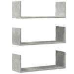vidaXL Étagères murales 3 Pièces gris béton 58x18x18 cm bois d'ingénierie