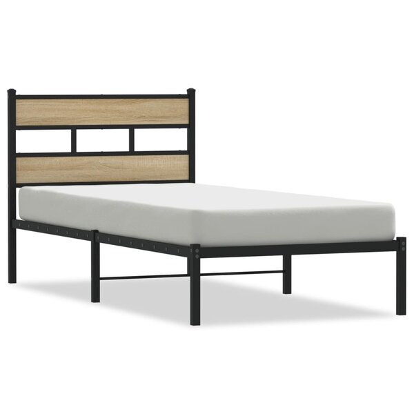 vidaXL Cadre de lit en métal sans matelas chêne sonoma 90x200 cm