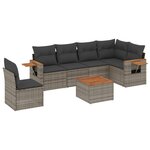 vidaXL Salon de jardin avec coussins 7 Pièces gris résine tressée