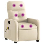 vidaXL Fauteuil inclinable de massage crème tissu