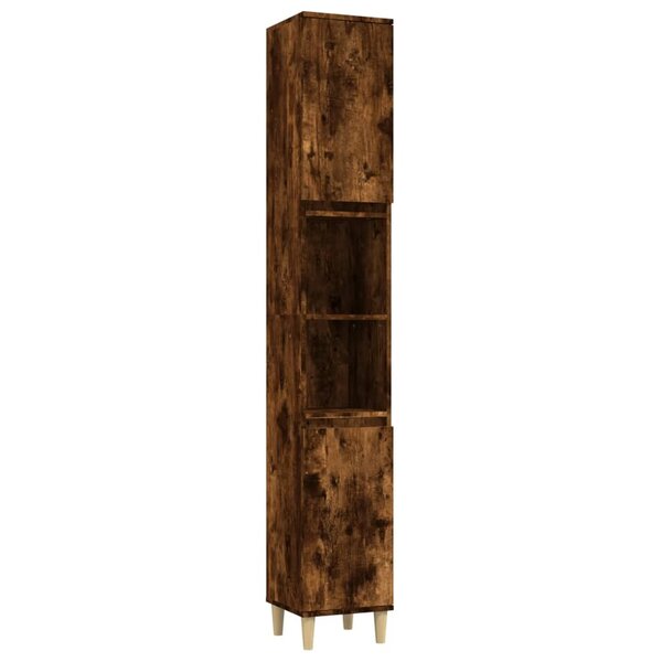 vidaXL Armoire de bain chêne fumé 30x30x190 cm bois d'ingénierie