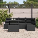 vidaXL Ensemble de canapé de jardin avec coussin 6 Pièces Noir polyrotin