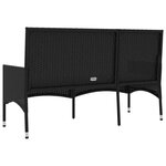vidaXL Banc de jardin à 3 places avec coussins Noir Résine tressée