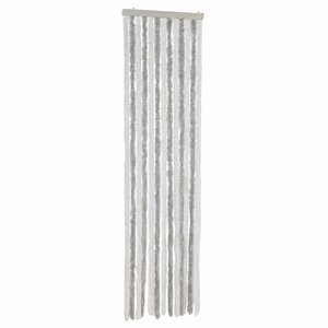 vidaXL Rideau anti-mouches gris clair et blanc 56x185 cm chenille