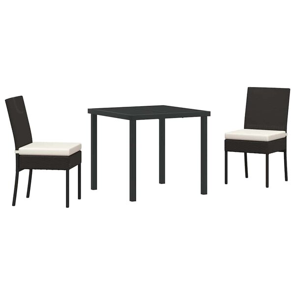 vidaXL Ensemble de salle à manger pour jardin 3 Pièces Noir