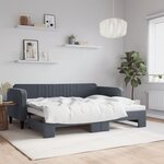 vidaXL Lit de jour avec gigogne sans matelas gris foncé 90x200 cm