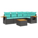 vidaXL Salon de jardin 6 Pièces avec coussins noir résine tressée