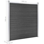 vidaXL Ensemble de panneau de clôture WPC 526x186 cm Noir