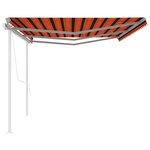 vidaXL Auvent automatique rétractable et poteaux 6x3m Orange et marron