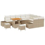 vidaXL Ensemble de canapé de jardin avec coussin 12 Pièces Beige  Crème