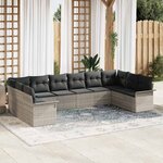 vidaXL Ensemble de canapé de jardin 10 Pièces Gris clair Poly rotin