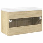 vidaXL Armoire lavabo de salle de bain et bassin intégré chêne sonoma