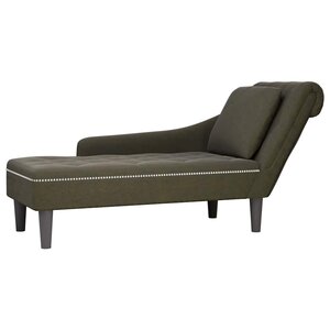 vidaXL Fauteuil long et coussin/accoudoir droit vert armée similicuir
