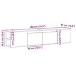 vidaXL Meuble TV mural avec LED noir 180x31x39 5 cm