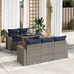 vidaXL Salon de jardin avec coussins 6 Pièces gris résine tressée acacia