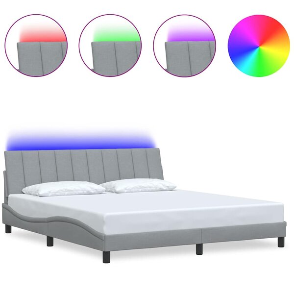 vidaXL Cadre de lit sans matelas gris clair 180x200 cm tissu