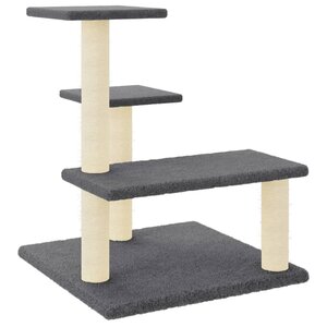 vidaXL Arbre à chat avec griffoirs en sisal Gris foncé 61 cm