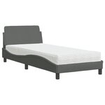 vidaXL Lit avec matelas gris foncé 90x200 cm tissu
