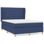 vidaXL Sommier à lattes de lit avec matelas Bleu 140x200 cm Tissu