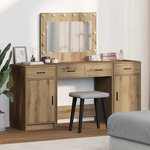 vidaXL Table de Toilette avec tiroir 3 Pièces Marron 40 x 41 x 75 cm