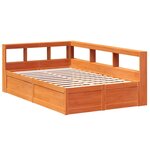 vidaXL Lit bibliothèque sans matelas cire marron 140x190 cm pin massif