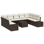 vidaXL Ensemble de canapé de jardin 10 Pièces Marron Poly rotin